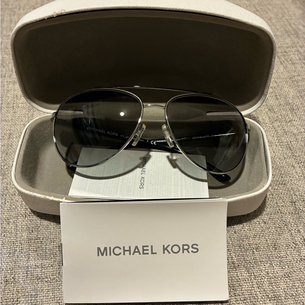 Michael Kors Silver and Black Aviator Sunglasses